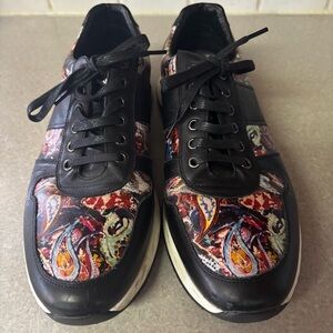 Robert Graham Samos Black Leather Lifestyle Paisley Preppy Kidcore Sneakers 11